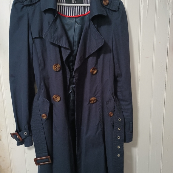 🌟Atmosphere Navy Blue Trench Coat Size S🌟 - Picture 2 of 16